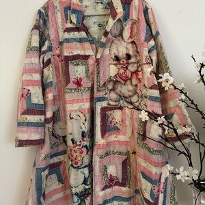 Magnolia Pearl Pastel Patchwork Trench Coat in Pink Multi
